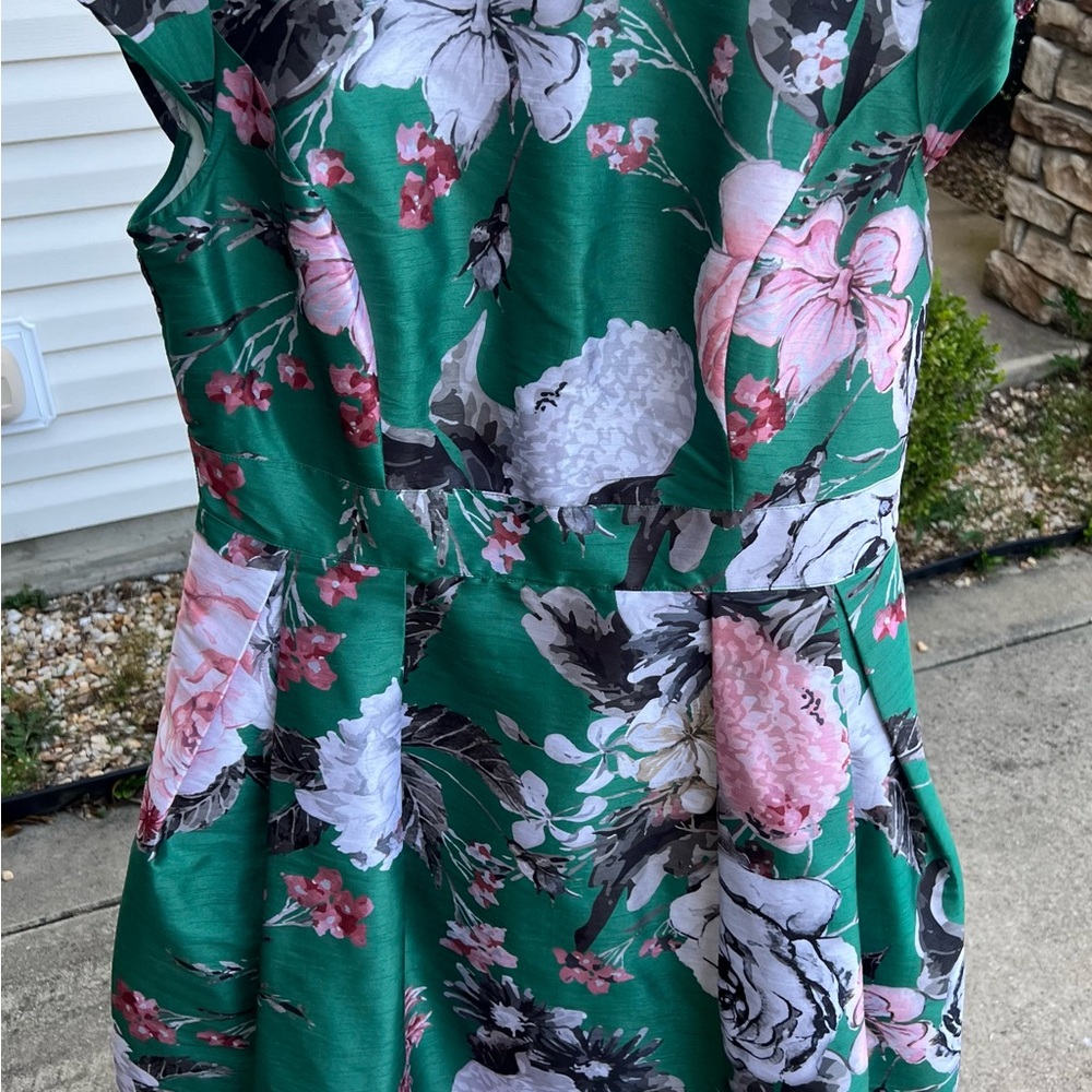 eShakti Green Floral Midi Dress